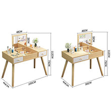 2-pollici-1 Specchiera Tavolo Cosmetici Con Sgabello Imbottito,Vanity Toeletta Da Trucco Con Flip Top Mirror,Multifunzione Scrivania Assemblaggio Facile,2 Cassetti-Naturale 100x45x112cm(39x18x44inch)