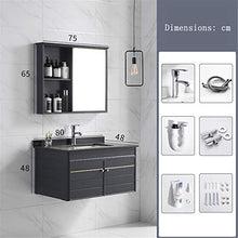 GFBVC Mobile Lavabo Mobile da Bagno Combinazione Tavola da Parete Tavola da Parete Piccolo Apartment Apartment Vanity Specchio Armadio Facile da Pulire (Color : Black, Size : 48x80x48cm)