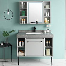 NgMik Cabinet Specchio Lavabo Semplice del Cabinet del gabinetto dello Specchio del gabinetto del Bagno del Bordo della Roccia Semplice Facile da Pulire (Color : Gray, Size : 50x100x85cm)