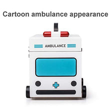 YLX Cassetta Medicinali Bambini Decorativa in Legno Portatile Grande capacità,Simpatico Cartone Animato Forma Ambulanza Doppio Strato Scatola Medicine Uso Domestico,Chiusura Sicurezza,Pesa Circa 2 kg