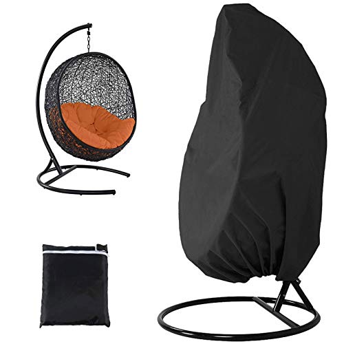 HSGAV Copertura della Sedia Dondolo, Sedie Sospese Impermeabili Protettiva Copertina, Copertura per Mobili da Giardino 420D Tessuto Oxford Antivento con Fodera in PVC, 190x115cm, Nero