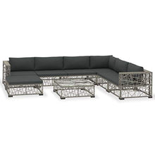 SKM Set Divani da Giardino 6 pz con Cuscini in Polyrattan Grigio L