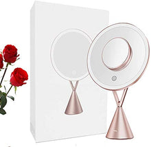 LBWARMB Trucco Specchio con luci Specchio Trucco Specchio Indipendente Specchio cosmetico 5X Zoom 10 Pollici Pedestal Table Specchio Specchio da Barba per Il comò da Bagno