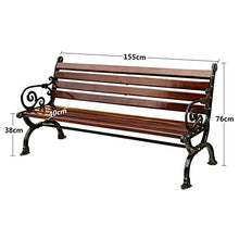 Panchina Giardino Terrazza Panche per Tempo Libero All'aperto, Panca da Esterno Resistente Aintemperie con Struttura Ghisa e Legno Massello Anticorrosivo, Panchine Decorative retrò per Portici Prati