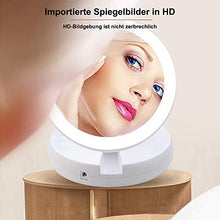 Specchio cosmetico pieghevole, delmkin con illuminazione a LED, compatto, pieghevole, da viaggio, con ingrandimento 1 x e 10x, colore: bianco
