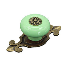 SaySure - 1 Pair Green Ceramic Door Drawer Cupboard Handle Pull Knobs