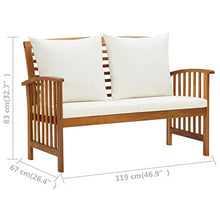 Tidyard Panca Panchina da Giardino a 2 Posti in Legno Massello di Acacia con Cuscini 119x67x83 cm,Panca con Braccioli,Panca da Esterno in Legno,Panca in Legno,Divanetto da Giardino per Esterno Legno