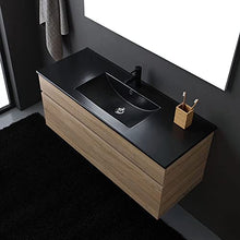 Kiamami Valentina MOBILE BAGNO CM120 QUERCIA EFFETTO LEGNO CON LAVABO NERO SINGOLO | SOLE