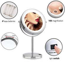 Specchio Specchi di Trucco 17 LED Light Vanity 10x cosmetico da 7 Pollici Regolabile da 7 Pollici a ingrandimento Bagno bifacciale
