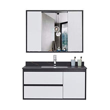 ZoSiP Set di Mobiletti Specchio e Lavabo Simple Rock Board Bagno Cabinet Combinato lavabo lavabo vanità (Color : Black, Size : 50x80x50cm)