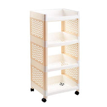LYM &ripiano di stoccaggio Storage Cucina Scaffale, Multifunzione da Terra Trolley da Letto Bagno Soggiorno Rack di stoccaggio -4 Piani Scaffale di Finitura