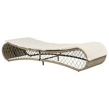 FAMIROSA Lettino Prendisole con Cuscino in Polyrattan Grigio-4700