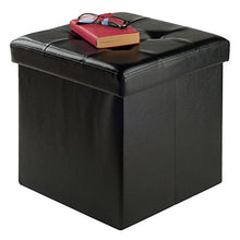winsome Ashford ottomano con contenitore in ecopelle – nero