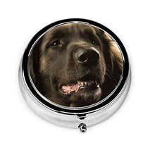 Leonberger - Contenitore per pillole rotondo scuro a 3 scomparti, in metallo, per medicina e vitamine, per viaggi all'aperto