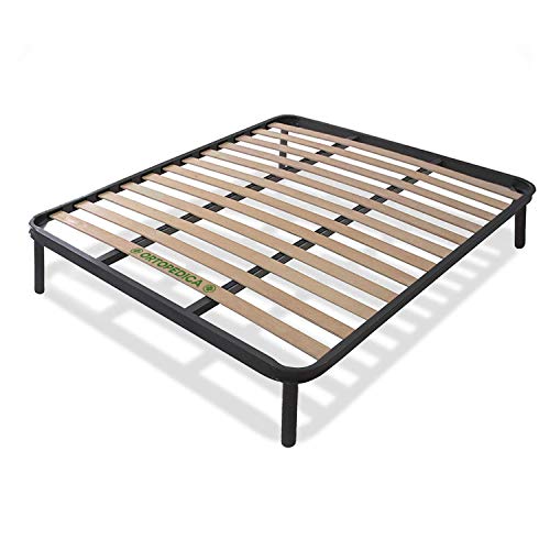Dormiland - Rete Letto Ortopedica Misura 120 x 210 cm a Doghe in Legno e Struttura in Acciaio; Altezza Totale 35cm. Personalizzata