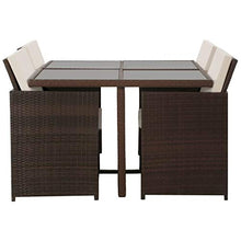 Festnight Set da Pranzo da Giardino con Cuscini, Tavolo Sedie da Giardino, Set Mobili da Giardino in Polyrattan Marrone 5 pz