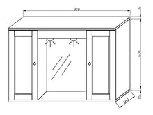 Specchiera pensile cm.91,8x16x60, 2 ante in legno arte povera con illuminazione