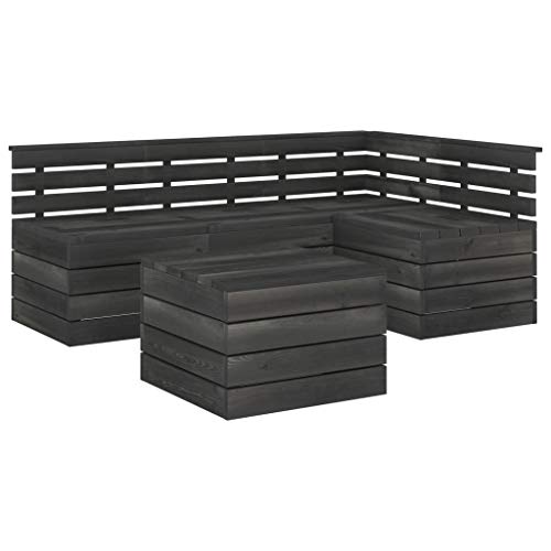 vidaXL Set Divani da Giardino su Pallet 5 pz Legno Pino Grigio Scuro