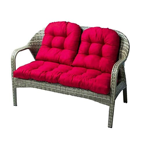 ZPPZ Cuscino per Panca da Giardino, 3 Pezzi Cuscino per Panca, Cuscino per Divanetto in Vimini con 2 Schienali Cuscini per Sedili in Vimini per Patio Cuscini Reclinabili Red
