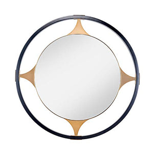 LIYANJJ Specchio da Trucco Rotondo Vanity Specchio da Parete Nero in Metallo Spazzolato | Pannello Creativo con Cornice Arrotondata in Vetro HD per Sala da Pranzo