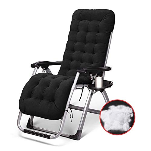 Hfyg Lettino Prendisole Sedie reclinabili del Patio Sedie a Sdraio a gravità Zero Sedie a Sdraio per Esterni Pieghevoli Portatili Sedie a Sdraio per sedie a Sdraio 200kg Chaise Longue (Color : Black)