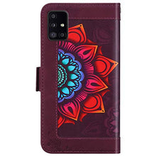 ikasus Cover Compatibile con Samsung Galaxy A51 Custodia Motivo Floreale Custodia a Portafoglio in Pelle PU con Cavalletto e Custodia a Libro,Rosso