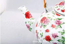 shh Bollitore Smaltato Semplice e Creativo 3,8 l Pentola Smaltata con Manico in Legno con Fiori