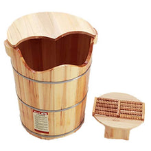 NUBAOgy Pediluvio Per Uso Domestico, Pediluvio, Pediluvio In Legno, Vaschetta Per Pedicure, Vasca Per Piedi In Legno Massello, Secchio Per Pedicure Massaggio, Con Innalzamento Del Coperchio, 50 * 40 *