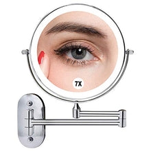 BJH Specchio per Il Trucco Luce Regolabile bifacciale 1X / 7X Specchio ingranditore da Trucco Girevole Estensibile per Hotel da Bagno