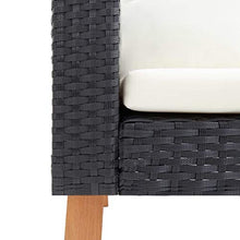 OUSEE Divano da Giardino a 3 Posti con Cuscini in Polyrattan Nero