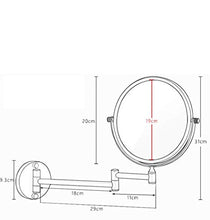 CLQYA Specchio da Parete Specchio Cosmetico Dorato Lucido Specchio Ingranditore Specchio di Bellezza Rotazione A 360 ° Supporto da Parete Pieghevole per Bagno in Alluminio d'Ingrandimento Bifacciale