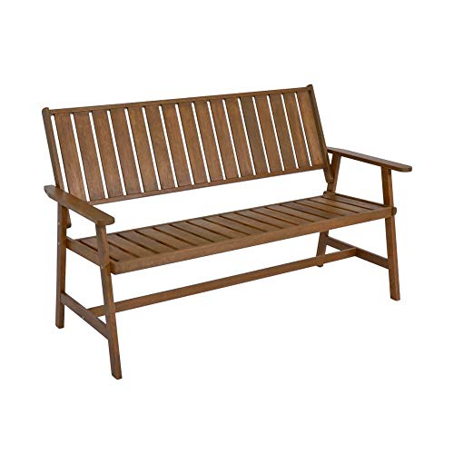 Gartentraum Panchina da Giardino in Legno Marrone in Look Teak - Panchina da Giardino Hubi / 91x150x66cm (HxWxD)