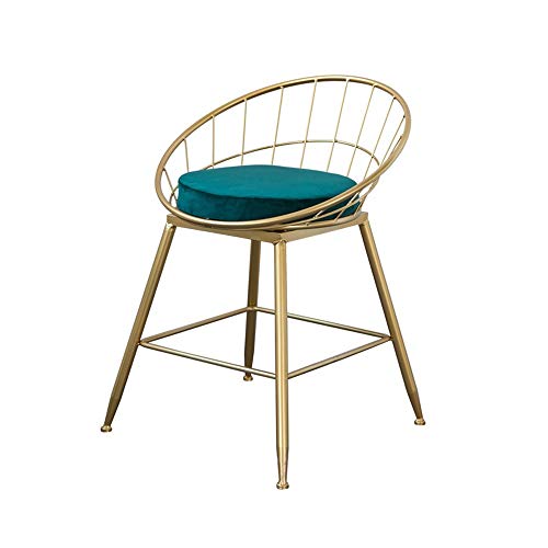 Tavolo tè Sedia tavolo Nordic Gold Iron Sgabello trucco metall schienale Lusso PU cuoio Sgabello rotondo Sgabello Cambio adulti Panca scarpe Soggiorno Sala pranzo Poltrona Schienale Sedia tempo libero