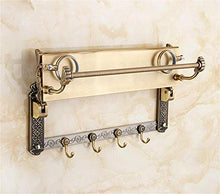 GJJSZ Mensole da Bagno in Rame Antico con portasciugamani/portaspazzolino/Ganci,Ottone,Spazzolato,mensola da Bagno 50,5 * 20,5 cm