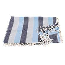 Weisin Dining Table Cloth Blue Spliced Stripe Tassel Tablecloth Decorative Home Accessory,Blu Navy