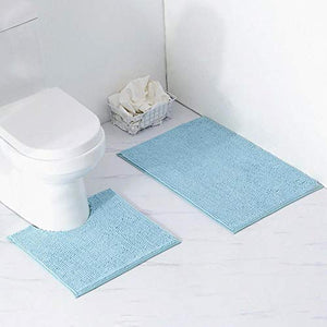 Set da bagno in due pezzi rettangolare a forma di U facile da pulire Tappetino da bagno Tappeto per la cucina(Blue-green)
