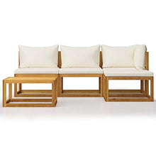 SKM Set Divani da Giardino 5 pz con Cuscini Crema in Legno Acacia (47kg)