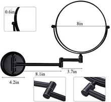 LYHY Specchio cosmetico da Parete 3X Nero, Specchio ingranditore Girevole a 360 °, Specchio da Barba per Il Bagno,? Specchio cosmetico bifacciale da 20 cm, Specchio da Parete Pieghevole