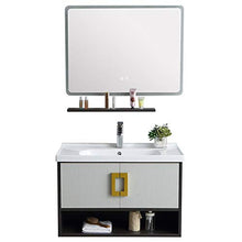 Set di Mobiletti Specchio e Lavabo Bagno Vanity Home Mirror Armadio Bagno Cabinet Set Balcone Mobile Bagno Vanity Ceramica (Color : Gray, Size : 48x81x53cm)