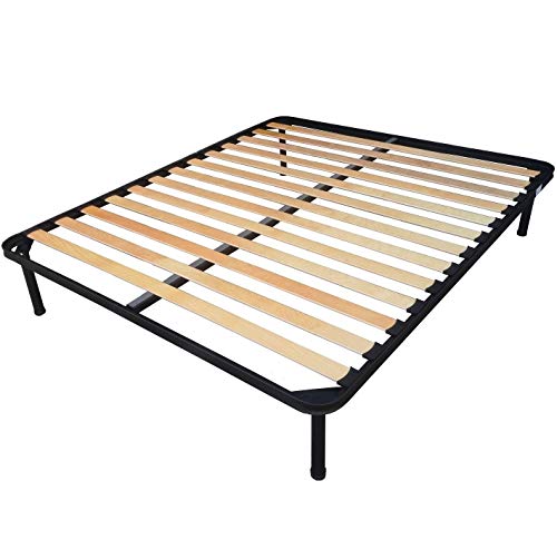 DOLCI SOGNI Rete Matrimoniale 140x200, Matrimoniale Francese, Doghe Letto Matrimoniale, 4 Piedi Avvitabili, Struttura Letto Matrimoniale 140x200 Interamente in Ferro, 100% Made in Italy