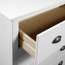 GOTOTOP Mobiletto con 4 cassetti, cassettiera Bianca in Legno di Pino Massiccio, per Soggiorno, Ingresso e Camera da Letto, 79 x 40 x 110 cm, Colore: Bianco