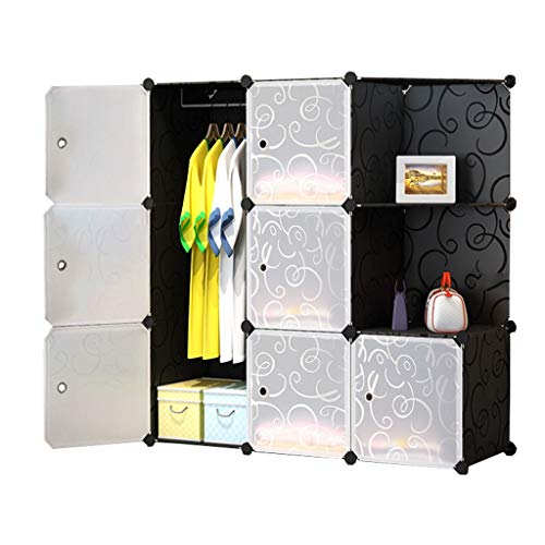 Locker 7 Porte Armadio Armadio Appendente Archivi Rimovibili di Plastica D'angolo Scaffali Abbigliamento Home Camera Nero 111X47X111CM MUMUJIN (Color : B)