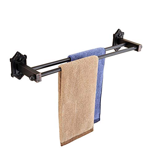 WLVG Portasciugamani Europeo/Portasciugamani da Bagno retrò/Doppio palo/Installazione di Foratura/Accessori da Bagno per pareti della Cucina Americana, Portasciugamani 60x13cm