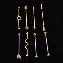 Holibanna 8Pcs Orecchini a Bottone Bilanciere Orecchini a Perno in Acciaio Inossidabile Piercing Orecchini Frecce Orecchini a Bottone Industriali Bilanciere per Le Donne (Dorato)