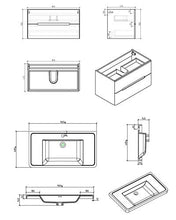 Yellow shop - Mobile Bagno Sospeso Cm 90 in Legno Completo di Lavabo in Marmoresina con E Senza Specchiera A LED Modello Coco 900 Varie Colorazioni (Taupe Opaco (Mobile + Lavabo))
