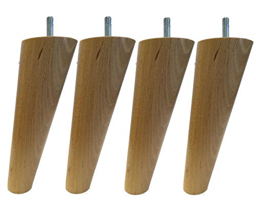 Margot Vintage Compasso – Set di 4 Piedi di Rete, Legno, Vernice Naturale, 7 x 7 x 20 cm