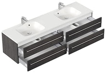 Set di mobili da bagno Colossos 180 4 pezzi con specchio a LED antracite venato