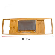Vasca da Bagno Bamboo Tray Rack, Multifunzionale A Scomparsa 75-105cm Mensola per Doccia in Legno Massiccio Libreria iPad Staffa per Telefono Cellulare, Adatta al Bagno di Famiglia Dell'hotel