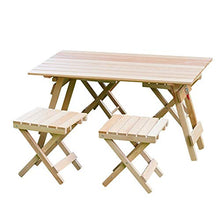 XZQ Tavolo E Sedia Pieghevoli da Campeggio in Legno Massello da Esterno, Set da Picnic Portatile Semplice, Un Tavolo E Una Combinazione di Quattro Sedie (Color : Natural, Size : 80 * 47.5 * 42cm)