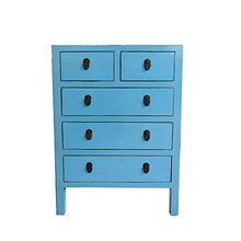ETNIC ART Etnicart - Cassettiera celeste con 6 cassetti-70x96x47-Mobile in legno per ingresso soggiorno cucina bagno e camera